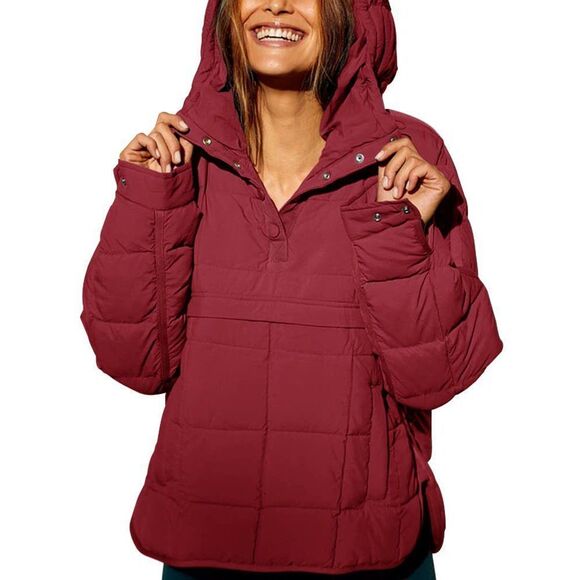Fazortev Womens Oversized Puffer Jacket Quilted Dolman Hoodies Pullover Long Sl - Picture 1 of 15